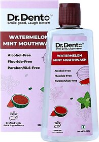 Dr. Dento Watermelon Mint Mouthwash - 100ml - Fresh Breath and Oral Care - Watermelon mint  (300 ml)