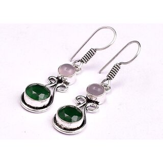                       Emerald German Silver Drops & Danglers                                              