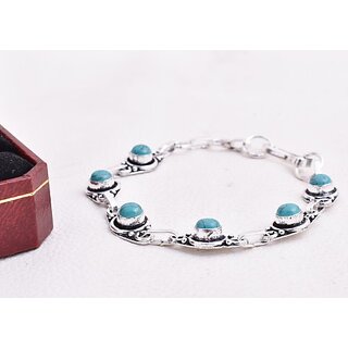                       AAR Jewels Brass Turquoise Silver Charm Bracelet                                              