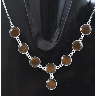                       AAR Jewels Necklace Onyx Silver Plated Brass Necklace                                              