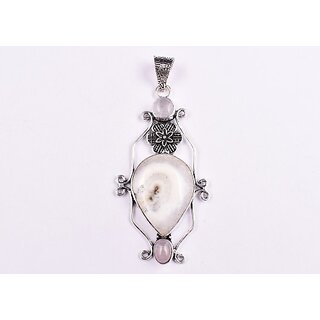                       AAR Jewels Gemstone Pendant Necklace Silver Agate Metal Locket Set                                              