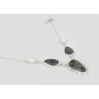                       AAR Jewels Necklace Quartz Silver Plated Brass Necklace                                              