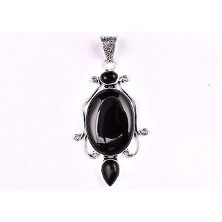                       AAR Jewels Gemstone Pendant Necklace Rhodium Onyx Metal Locket Set                                              