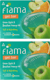 Fiama Gel Bar Green Ap-ple  Brazilian Orange Oil 125gm Pack Of 2