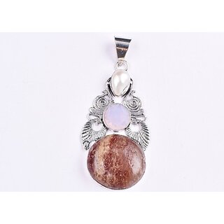                       AAR Jewels Handcrafted Pendant Necklace Sterling Silver Agate Metal Pendant                                              