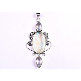                       AAR Jewels Gemstone Pendant Necklace Silver Crystal Metal Locket                                              