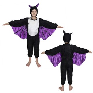                      Kaku Fancy Dresses Fleece Bat Bird Costume For Kids - Black - Purple, For Boys                                              