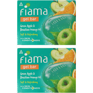                       Fiama Gel Bar Green Ap-ple  Brazilian Orange Oil 125gm Pack Of 2                                              