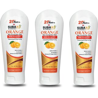                       Subaxo Herbal Orange Face WashVitamin C Skin GlowingHerbal Face Wash  3 Pc, Each 120 ml                                              