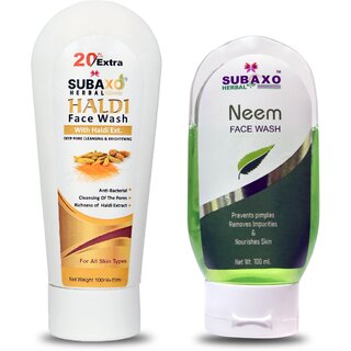                       Subaxo Herbal Haldi Face Wash 120 ml  Neem Face WashAnti Pimples Oil Control 100 ml                                              
