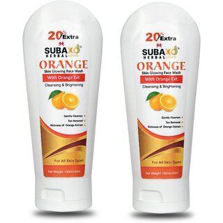                       Subaxo Herbal Orange Face WashVitamin C Skin GlowingHerbal Face Wash  2 Pc, Each 120 ml                                              