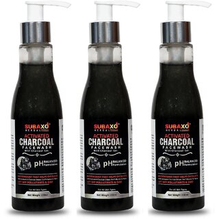                       Subaxo  Herbal  Activated Charcoal Face Wash Oil ControlSkin Glowing 3 Pc, Each 200 ml                                              