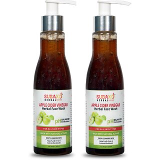                       Subaxo Herbal Apple Cider Vinegar Face Wash With Vitamin ESkin Brightening Blemish Removal 2 Pc, Each 200 ml                                              