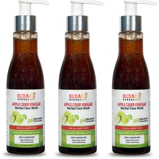                       Subaxo Herbal Apple Cider Vinegar Face WashAnti Acne Oil ControlHerbal Face Wash -3 Pc, Each 200 ml                                              