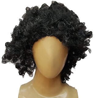                       Kaku Fancy Dresses Black Curly Afro Funky Malinga Wig for Disco/ Party Props/ Party Favours Black, for Boys                                              