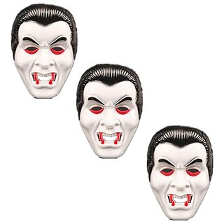                       Kaku Fancy Dresses Vampire Dracula Face Mask For Halloween Costume  Scary Vampire Face For Roleplay, Pack of 3                                              