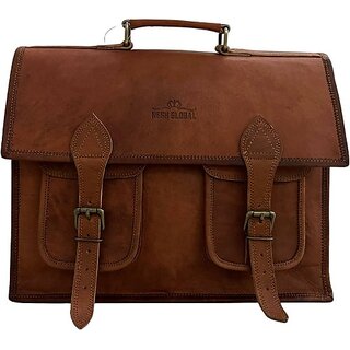 Nesh Global Genuine Leather Cambridge Bag for Men & Women Multipurpose Bag (Tan, 30 L)