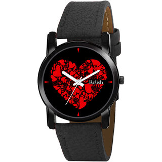                       Relish Black Dial  Black Strap Analogue Watch for Women  Girls- Gifts for Girls                                              