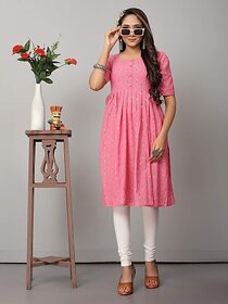 OMSAIFAB Casual Printed Women Pink Top