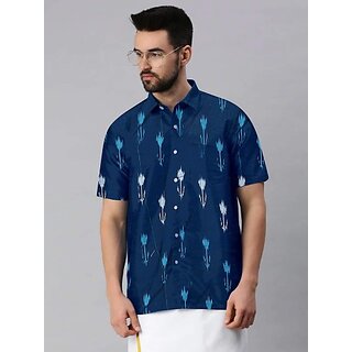 Elegant Men OMSAIFAB Men Self Design Casual Dark Blue Shirt 2025 at ShopCircuit | ONDC