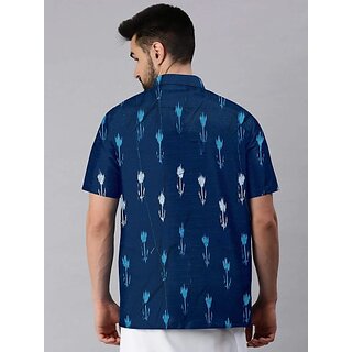 Elegant Men OMSAIFAB Men Self Design Casual Dark Blue Shirt 2025 at ShopCircuit | ONDC
