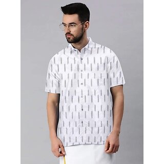 Affordable Men OMSAIFAB Men Self Design Casual White Shirt 2025 at ShopCircuit | ONDC