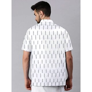 Affordable Men OMSAIFAB Men Self Design Casual White Shirt 2025 at ShopCircuit | ONDC