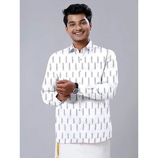 Latest Men OMSAIFAB Men Printed Casual White Shirt 2025 at ShopCircuit | ONDC