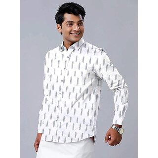 Latest Men OMSAIFAB Men Printed Casual White Shirt 2025 at ShopCircuit | ONDC