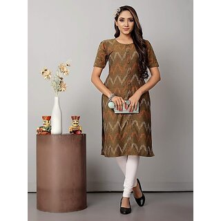                       OMSAIFAB Casual Self Design Women Brown Top                                              