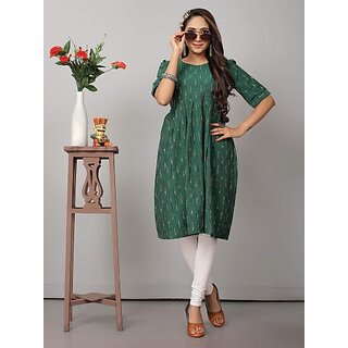                       OMSAIFAB Casual Printed Women Green Top                                              