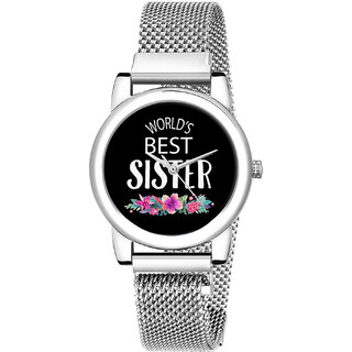                       Relish World's Best Sister Dail, Silver Strap Analog Watch for Girls  Women  Gift for Sister                                              