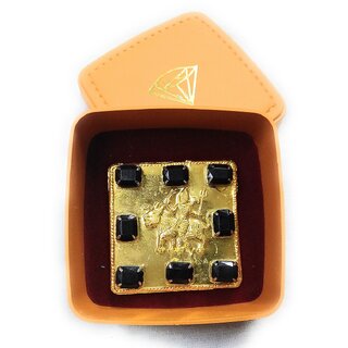 Rahu Yantra with Gomed (Hessonite) Stone in Gold Plated for Pooja and Wealth/Business, Status Prosperity Rahu Yantra with Gomed (Hessonite) Stone in Gold Plated for Pooja and Wealth/Business, Status Prosperity