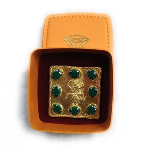 Budh Yantra with Panna (Emerald) Stone in Gold Plated for Pooja and Wealth/Business, Status Prosperity Budh Yantra with Panna (Emerald) Stone in Gold Plated for Pooja and Wealth/Business, Status Prosperity