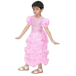                       Kaku Fancy Dresses Pink barbie gown Princess Gown - Pink, For Girls                                              