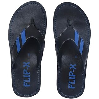 LEACO Men's Slippers By FLIP X - Premium Black Leatherette Slippers  Comfort and Style  Soft Padded  Anti Slippery  Premium Design  Extra Durable