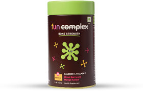 Funcomplex  Bone Strength Multivitamin Health Gummies  5-12 years  Calcium  Vitamin D  Mixed Berry  Mango Flavour