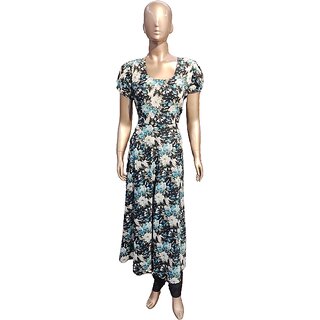 Women's Polyester Beautiful Delta Print Midi Frock and Lycra for pretty look.