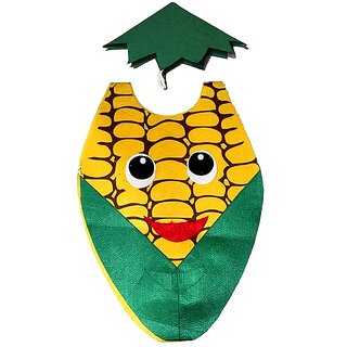                       Kaku Fancy Dresses Corn Vegetables Costume Cutout with Cap - Yellow - Green, for Boys  Girls                                              