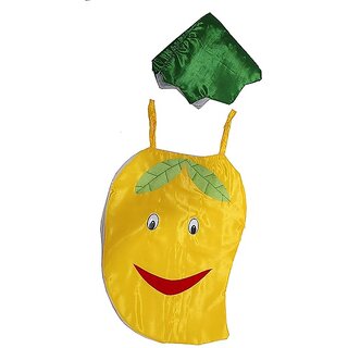                       Kaku Fancy Dresses Mango Fruits Costume Cutout With Cap - Yellow-Green, For Boys  Girls                                              