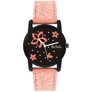                       Relish Analogue Girl's Watch (Black Dial Pink Colored Strap)                                              