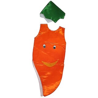                       Kaku Fancy Dresses Carrot Fruits Costume Cutout with Cap - Orange-Green, for Boys  Girls                                              