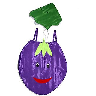                       Kaku Fancy Dresses Brinjal Vegetables Costume Cutout with Cap -Purple-Green, for Boys  Girls                                              
