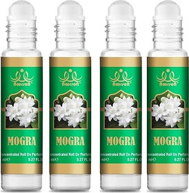 Noorson Mogra Premium Quality Attar Perfume for Unisex - Pure, Natural Undiluted 4 X 8Ml Herbal Attar (Mogra)