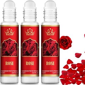 Noorson Rose Attar Perfume for Unisex Natural Long Lasting Attar 8 ML Each PACK OF 3 Floral Attar (Rose)