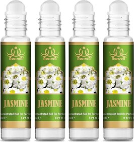 Noorson Jasmine Attar Perfume for Unisex Natural Long Lasting 8 ML Each PACK OF 4 Floral Attar (Floral)