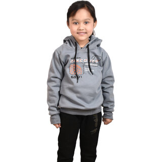                       Kid Kupboard Cotton Girls Sweatshirt, Dark Grey, Full-Sleeves, Hood Neck, 6-7 Years KIDS6019                                              