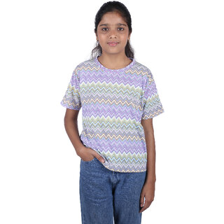                       Kid Kupboard Cotton Girls T-Shirt Multicolor, Half-Sleeves, Crew Neck, 7-8 Years KIDS6030                                              