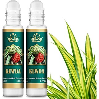                       Noorson Kewda Attar Perfume for Unisex Natural Long Lasting 8 ML Each PACK OF 2 Floral Attar (Kewda)                                              