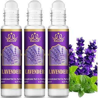                       Noorson Lavender Attar Perfume for Unisex Natural Long Lasting Attar 8 ML Each PACK OF 3 Floral Attar (Floral)                                              